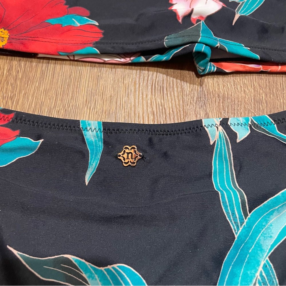 NWT Nanette Lepore Two PieceTankini Set Size 8 Black Floral - Picture 6 of 6